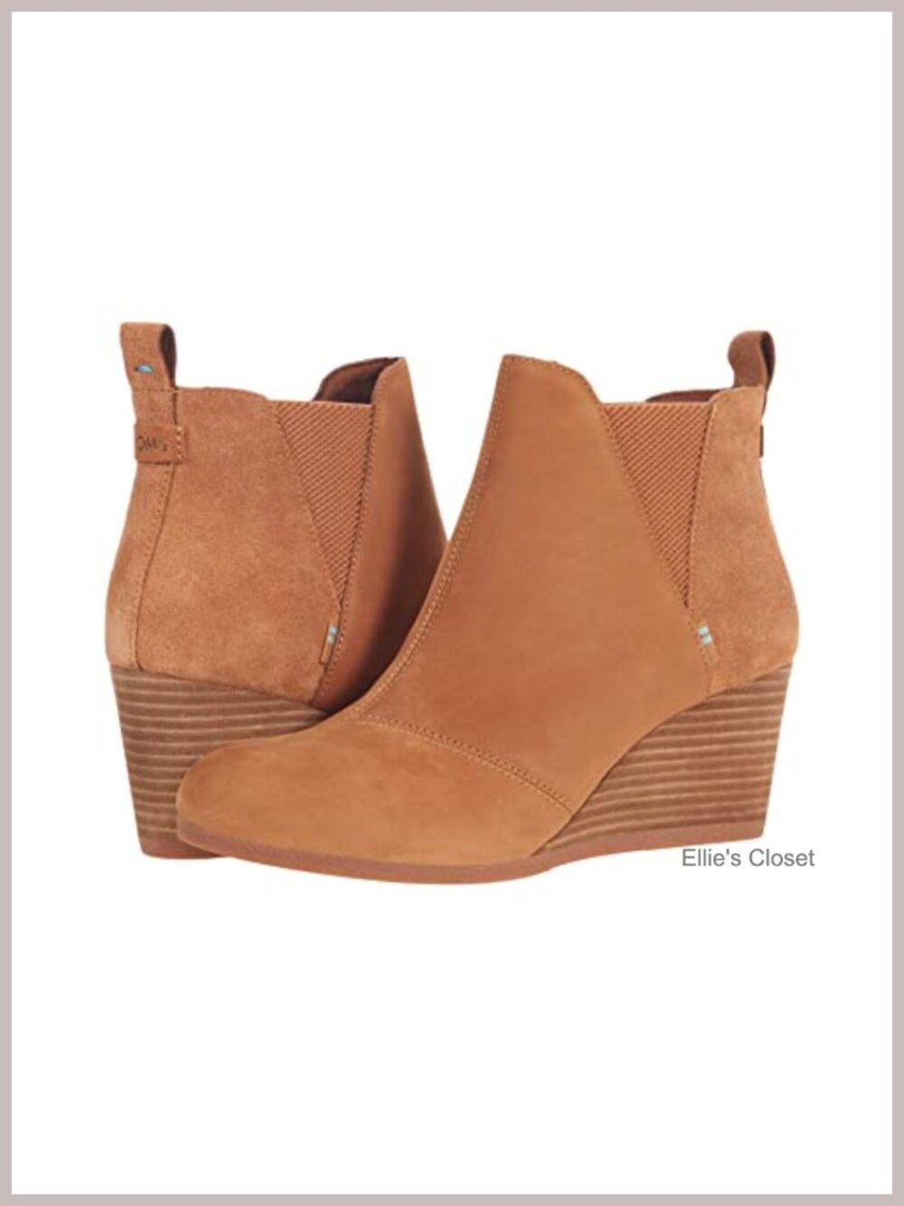 TOMS Womens Kelsey Ankle Boot Leather-Suede Wedge Bootie